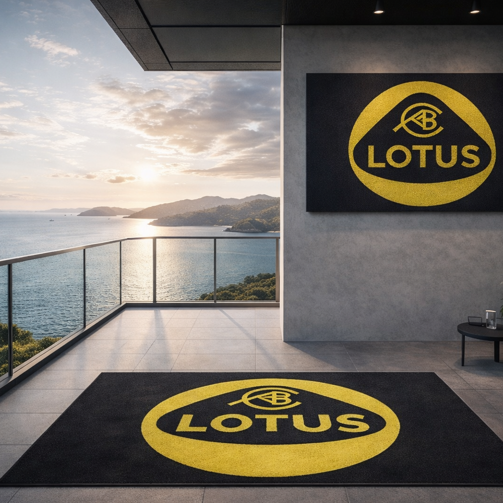 Lotus Luxury Logo Rug and Display Mat Garage, Home, Office, Showroom Floor Decor, 60x87 in / 150x220 cm