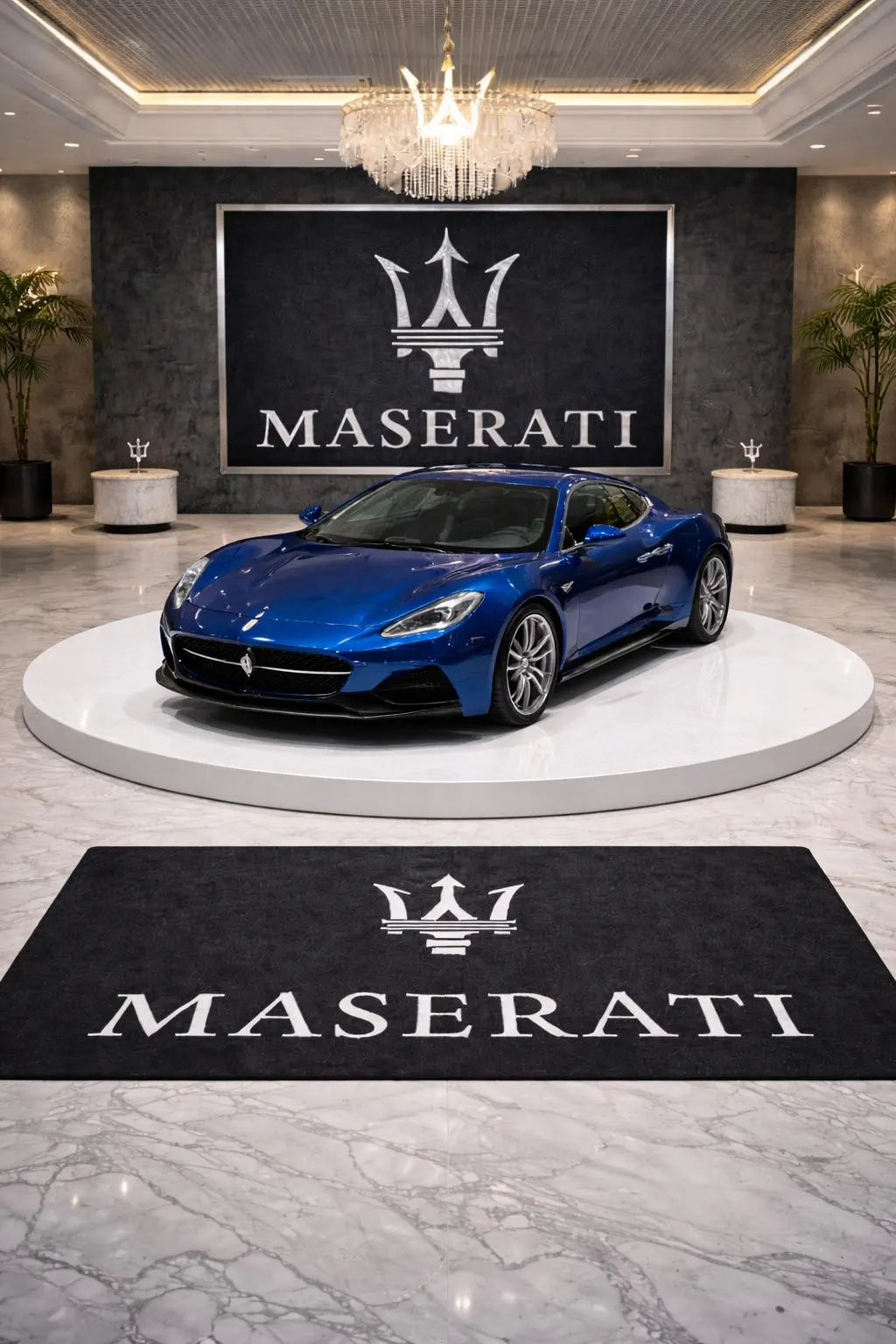 Maserati Luxury Logo Rug and Display Mat Garage, Home, Office, Showroom Floor Decor, 60x87 in / 150x220 cm