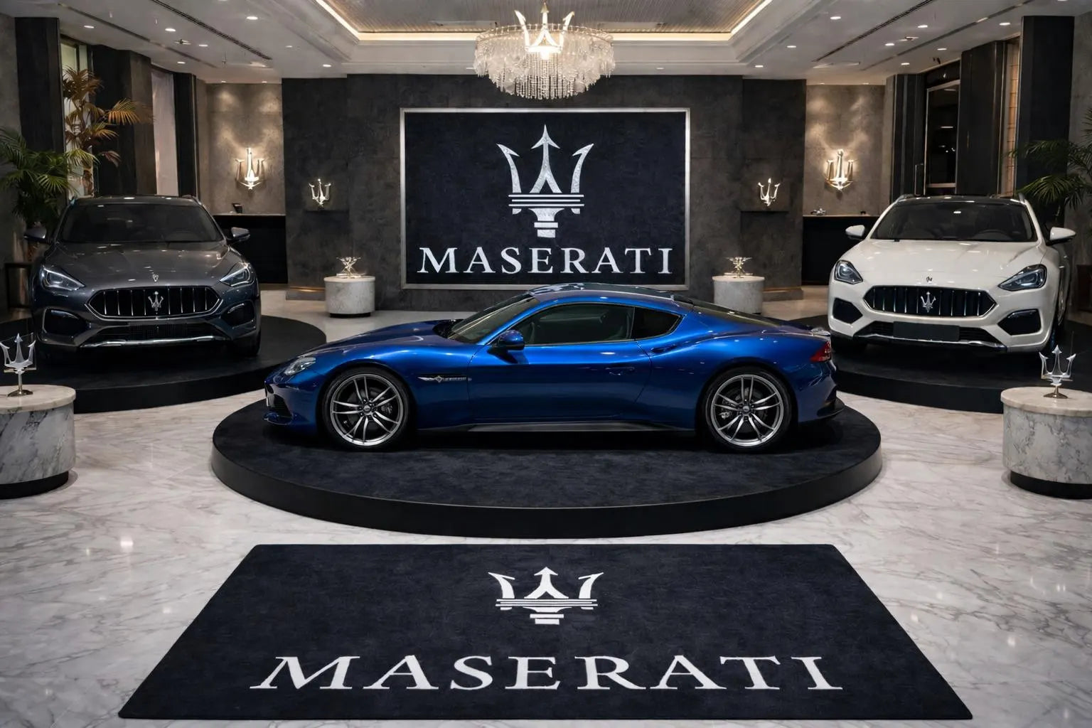 Maserati Luxury Logo Rug and Display Mat Garage, Home, Office, Showroom Floor Decor, 60x87 in / 150x220 cm