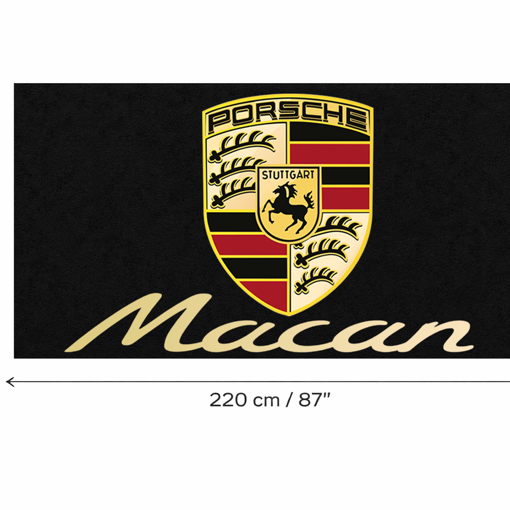 Porsche Macan Luxury Logo Rug and Display Mat Garage, Home, Office, Showroom Floor Decor, 60x87 in / 150x220 cm