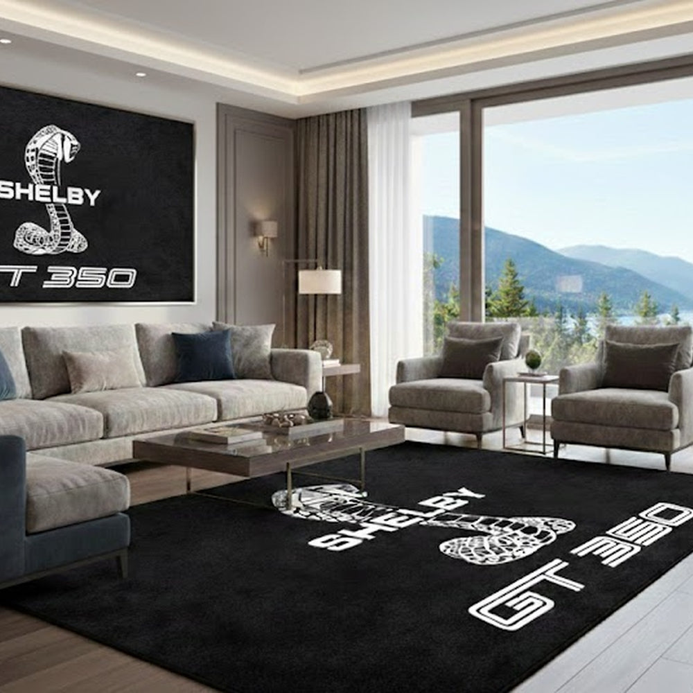 Shelby GT350 Luxury Logo Rug and Display Mat Garage, Home, Office, Showroom Floor Decor, 60x87 in / 150x220 cm